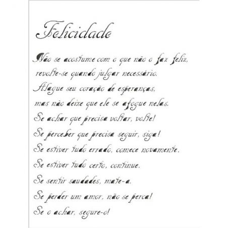 STENCIL POEMA FELICIDADE 15X20