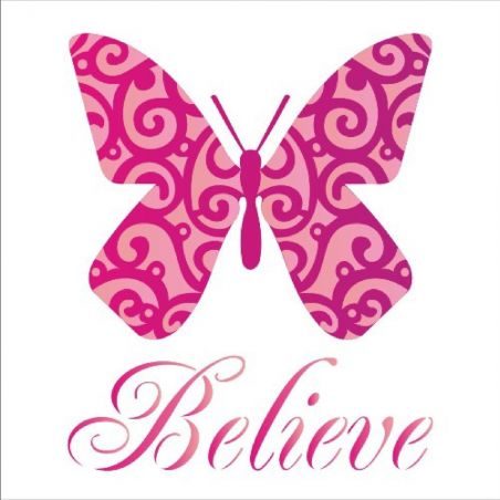 STENCIL BORBOLETA BELIEVE 14X14 D