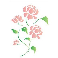 STENCIL FLOR PEONIA 15X20