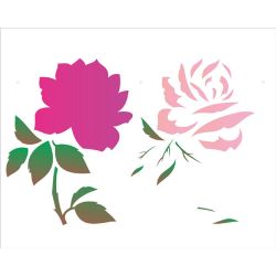 STENCIL FLOR ROSA. 20X25