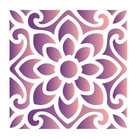 STENCIL LADRILHO FLOR 10X10 .