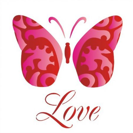 STENCIL BORBOLETA LOVE 14X14 D